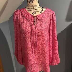 Elegant Pink Women's Blouse with Polka Dots